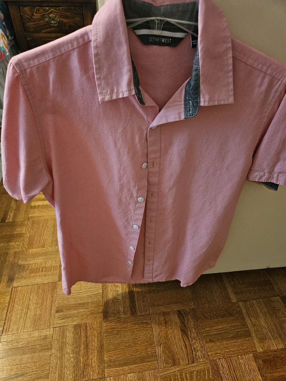 Departwest Men's Short-Sleeve Pink Button-Down Shirt